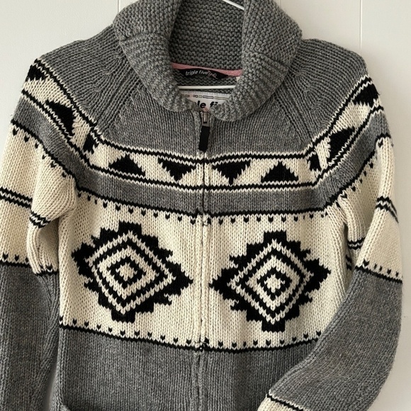 Triple Five Soul full zip Cowichan style sweater wool blend size small - Picture 4 of 12